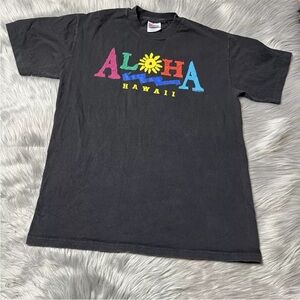 Vintage 90s Aloha Hawaii Black Tourist T Shirt